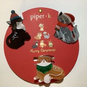 Piper K Merry Christmas Cats Hair Claw Clips Set Of 3 New